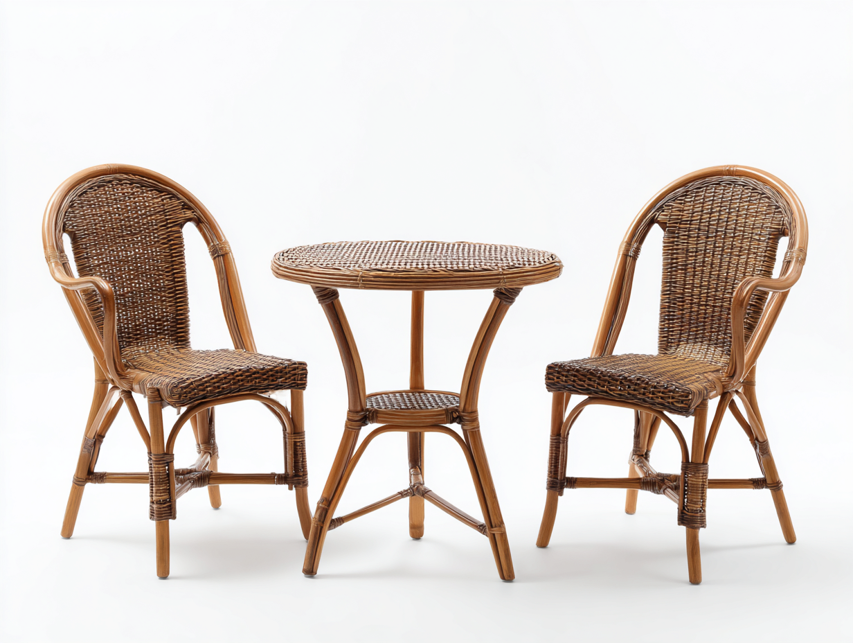 Conjunto de muebles de jardín ratán 3 piezas - Marrón-Beige - Incluye sillones y mesa - Diseño moderno-Javexiroom