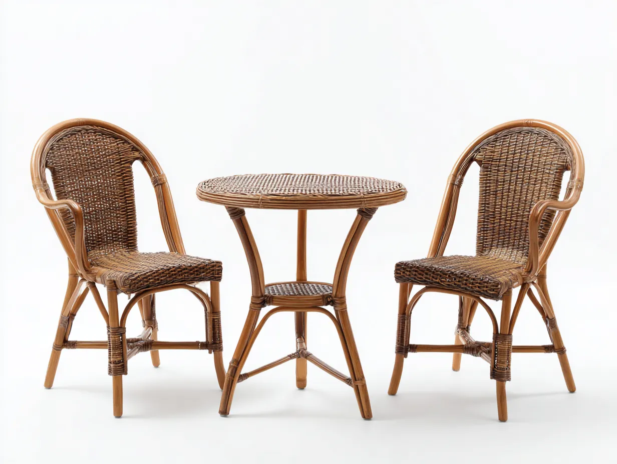 Conjunto de muebles de jardín ratán 3 piezas - Marrón-Beige - Incluye sillones y mesa - Diseño moderno-Javexiroom