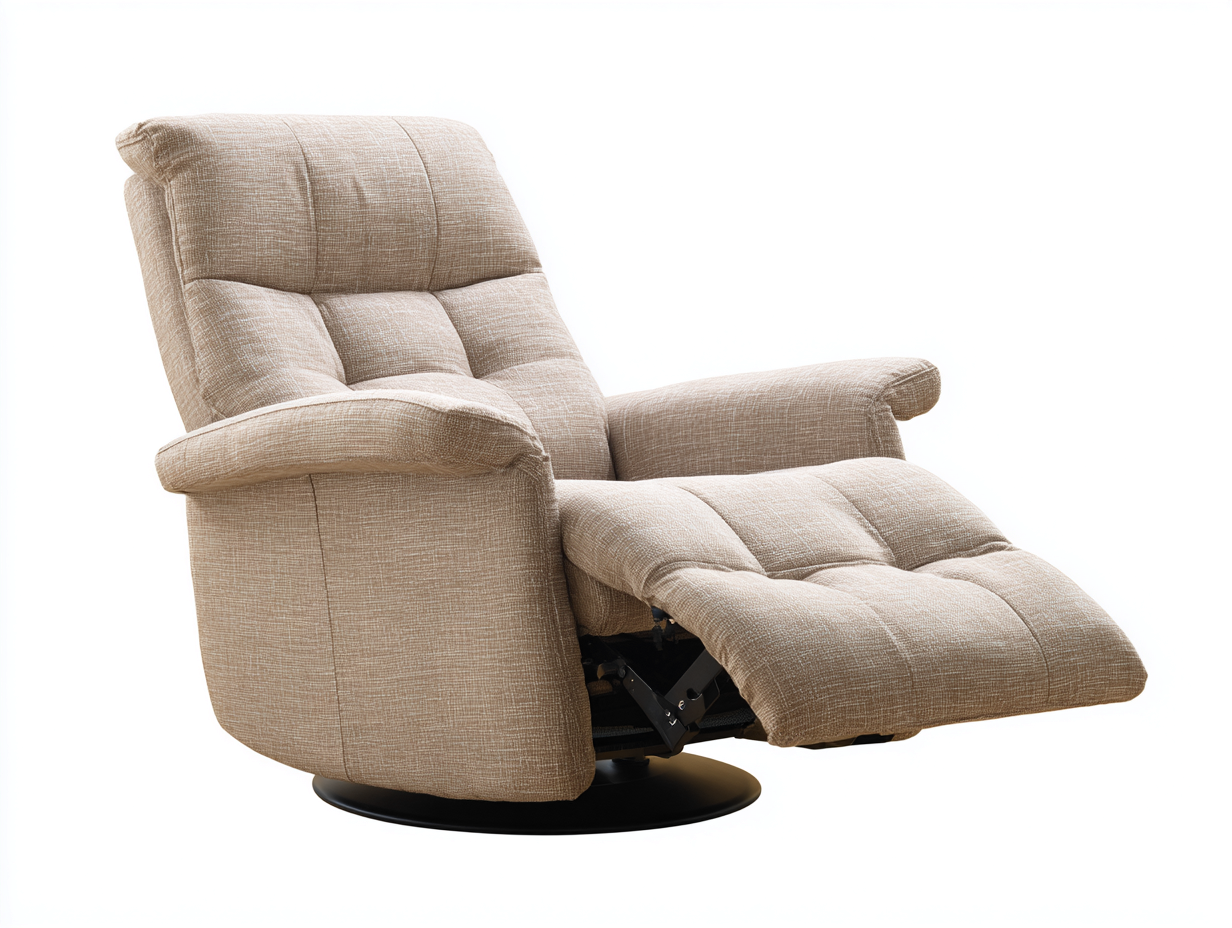 Sillones reclinables tela 92x100x102 cm - beige - diseño moderno giratorio con reposapiés-Javexiroom