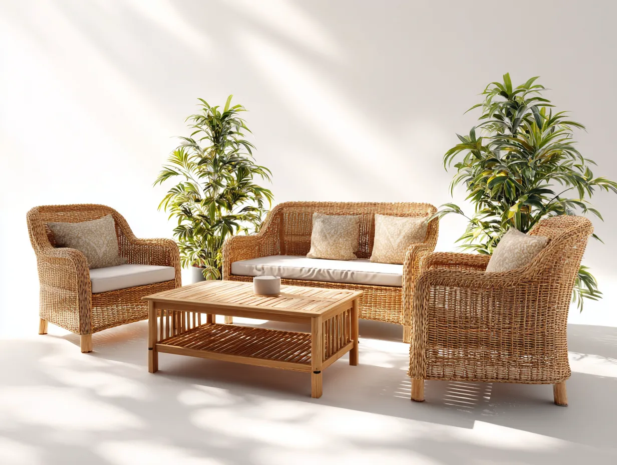 Sofás de exterior ratán 138x72x82 cm marrón para jardín - conjunto moderno con 1 sofá de 2 plazas 2 sillones y mesa de centro-Javexiroom