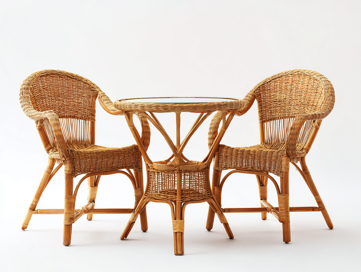 Conjunto de muebles de jardín ratán 80x75x85 cm 55x55x45 cm marrón estilo natural con mesa-Javexiroom