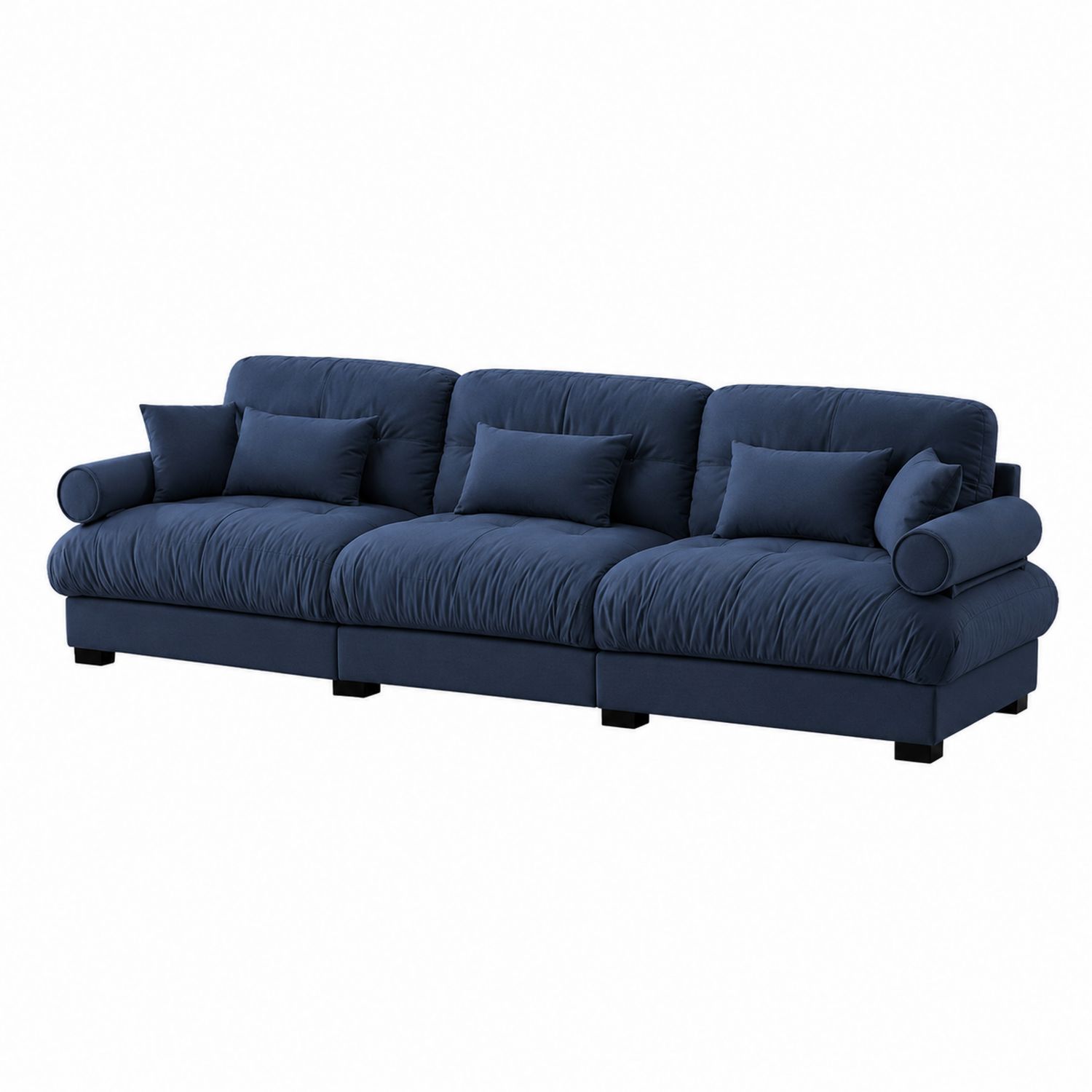 Kanapa 3-osobowa Modułowa Granatowa Tkanina Poliester 240cm