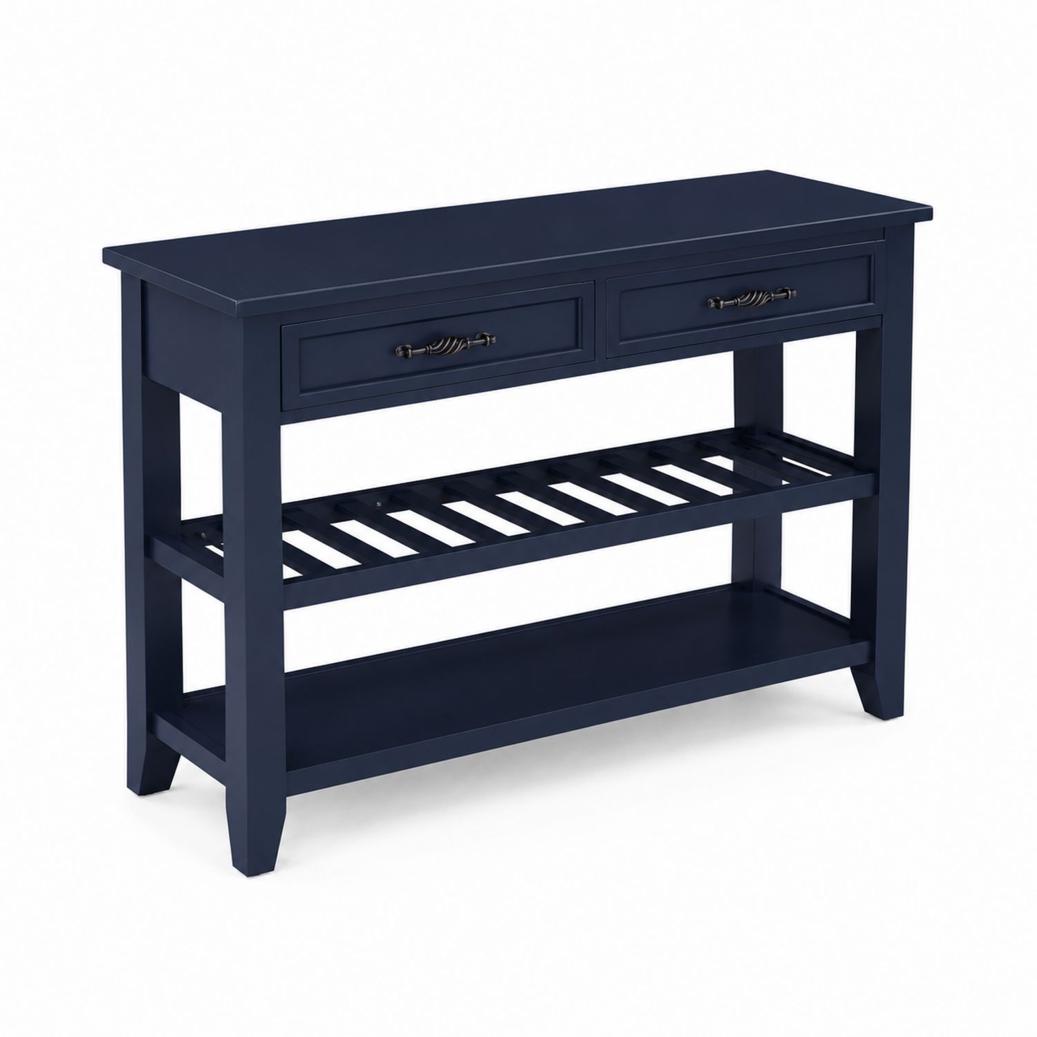 Granatowy stolik konsolowy z drewna sosnowego, 120x35x80 cm