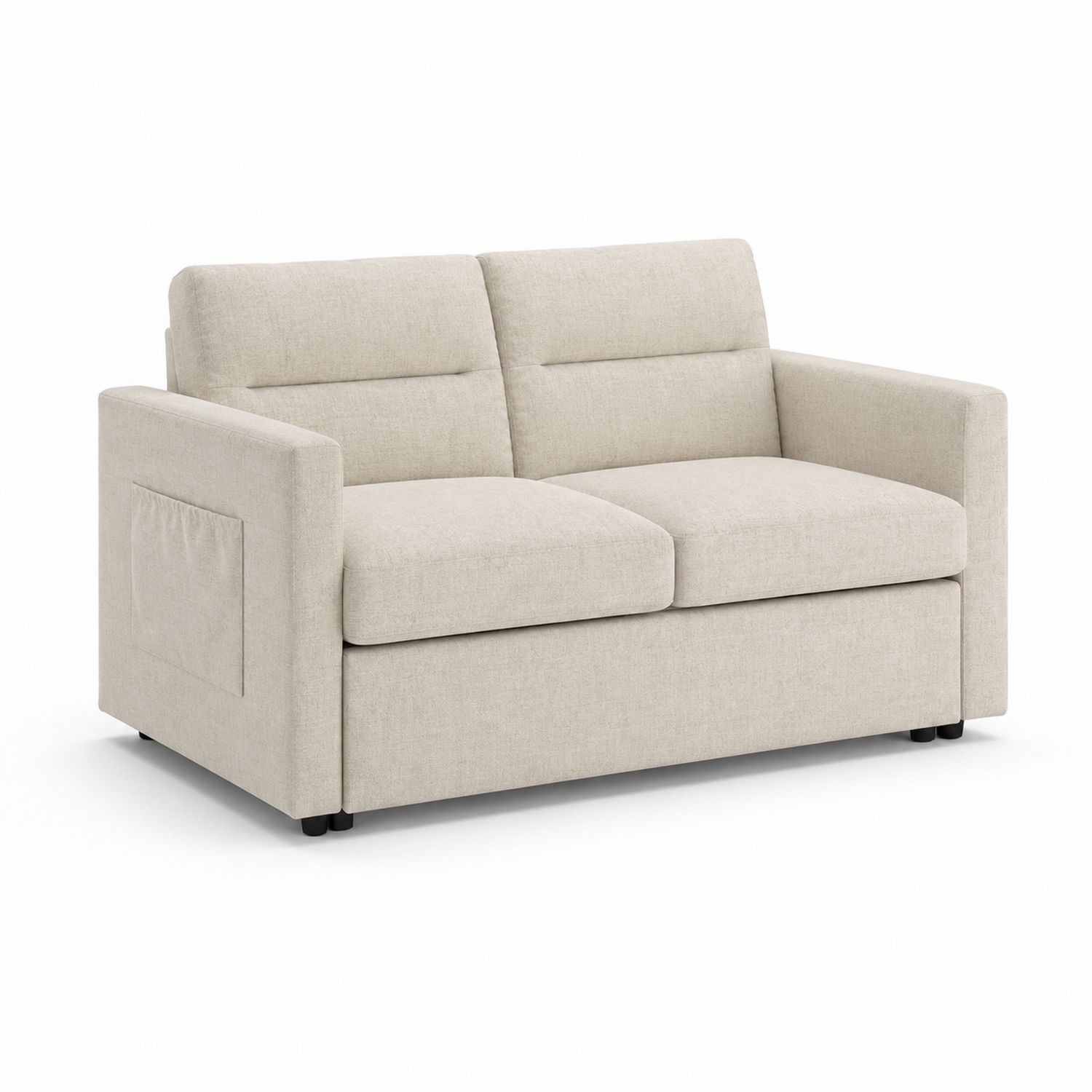 Dwuosobowa sofa rozkładana 200x90x85 cm tkanina poliestrowa beżowa