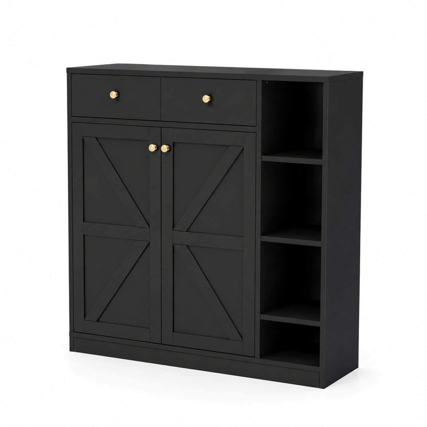 Czarny szafka na buty z płyty MDF z szufladami i półkami 85x30x105cm