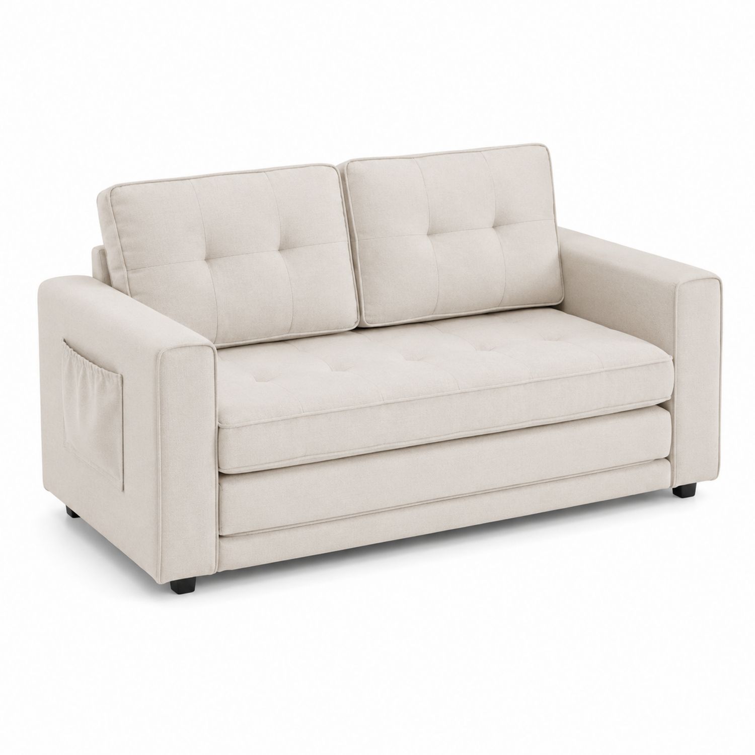 Sofa rozkładana dwuosobowa z tkaniny poliestrowej Beżowa 200x90x85 cm