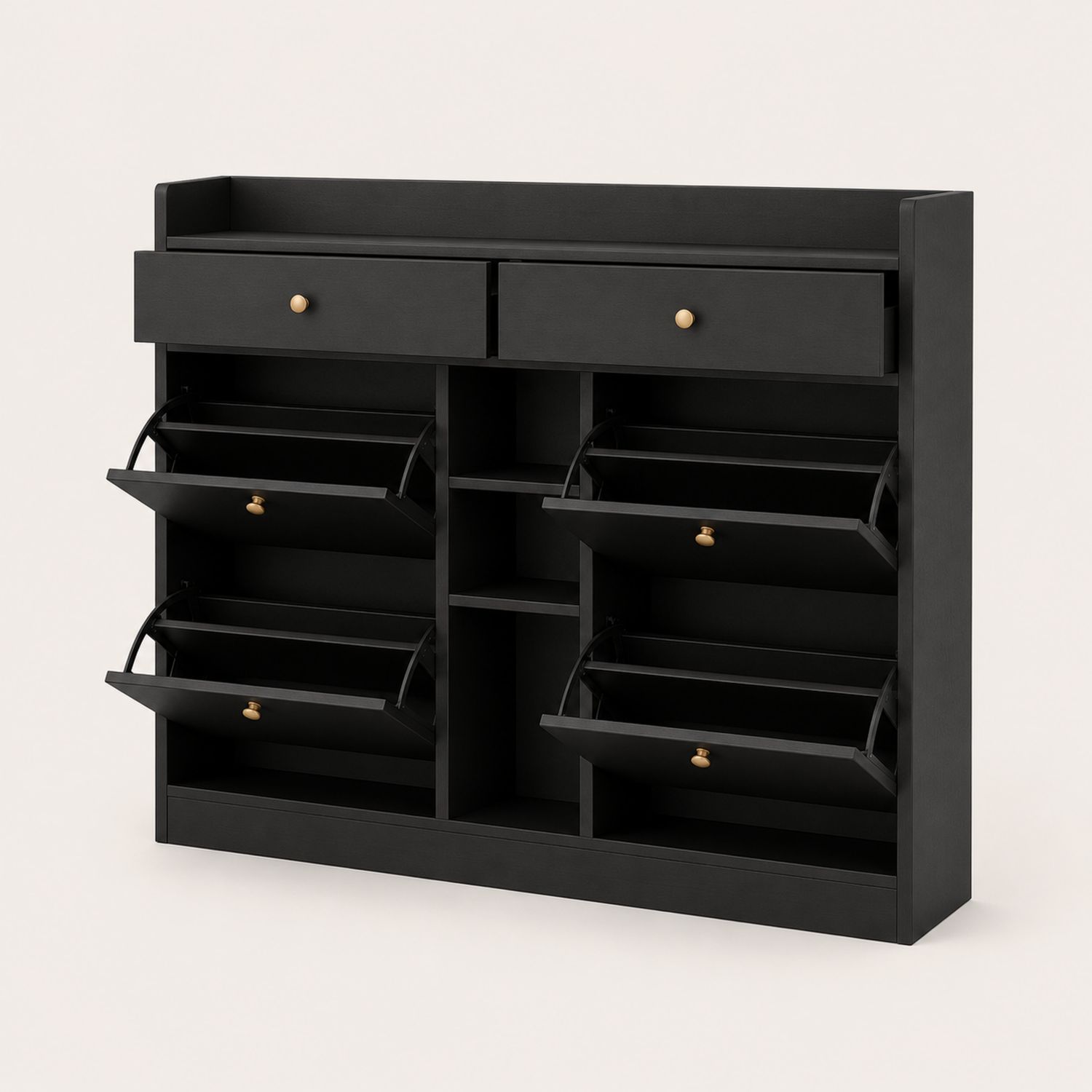 Czarna szafka na buty MDF z szufladami 85x110x35 cm