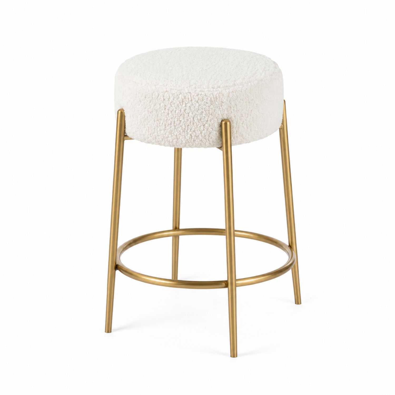 Taboret z tkaniny Boucle na Metalowej Ramie