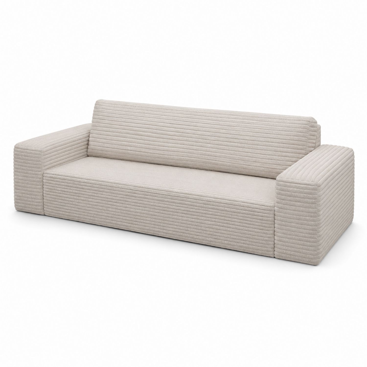 Sofa 3-osobowa z tkaniny sztruksowej beżowa