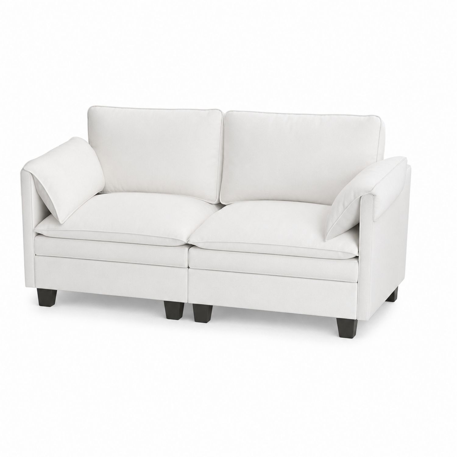 Sofa dwuosobowa z tkaniny poliester biały 200x90x85 cm