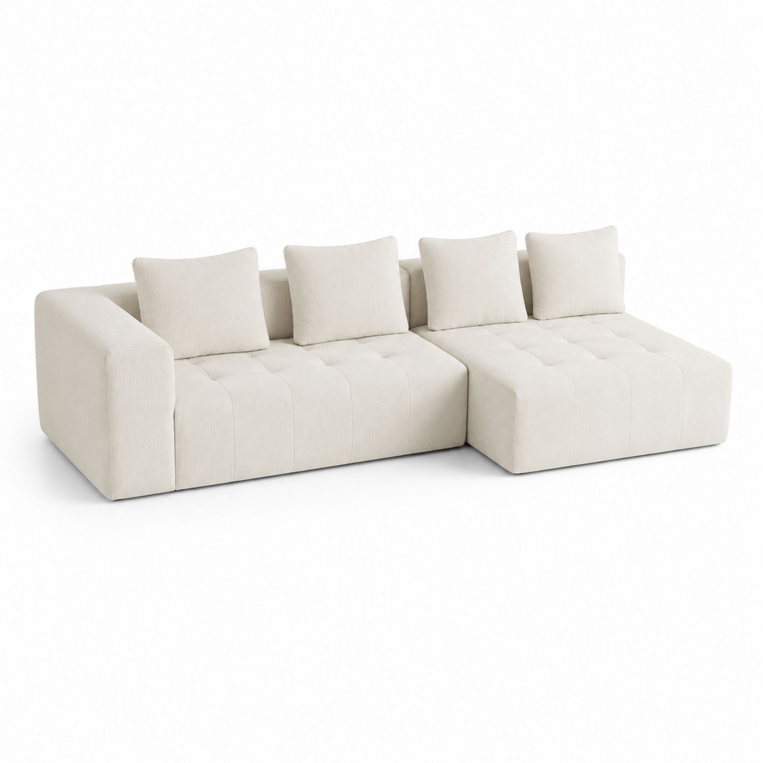 Sofa narożna modułowa z tkaniny beżowej