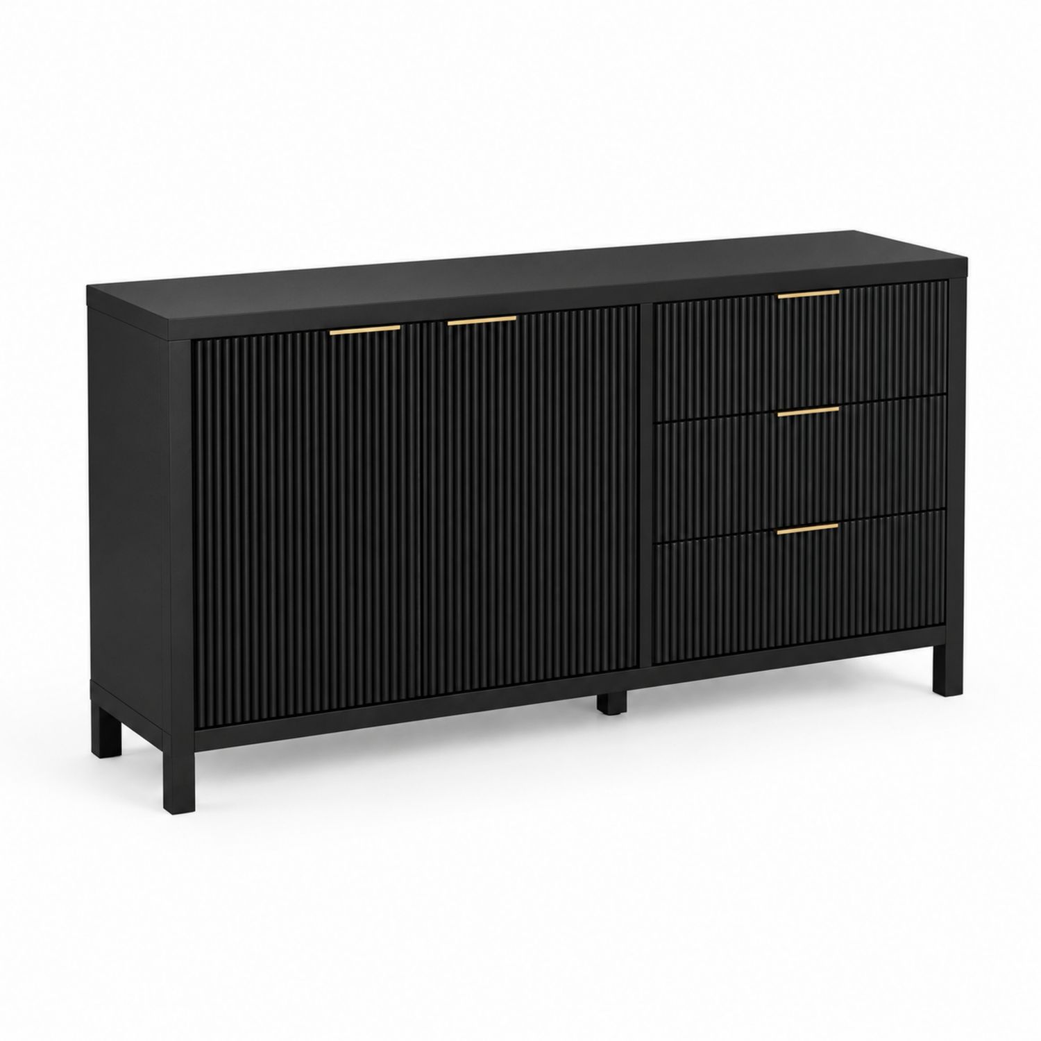 Czarna komoda z MDF z szafkami i szufladami