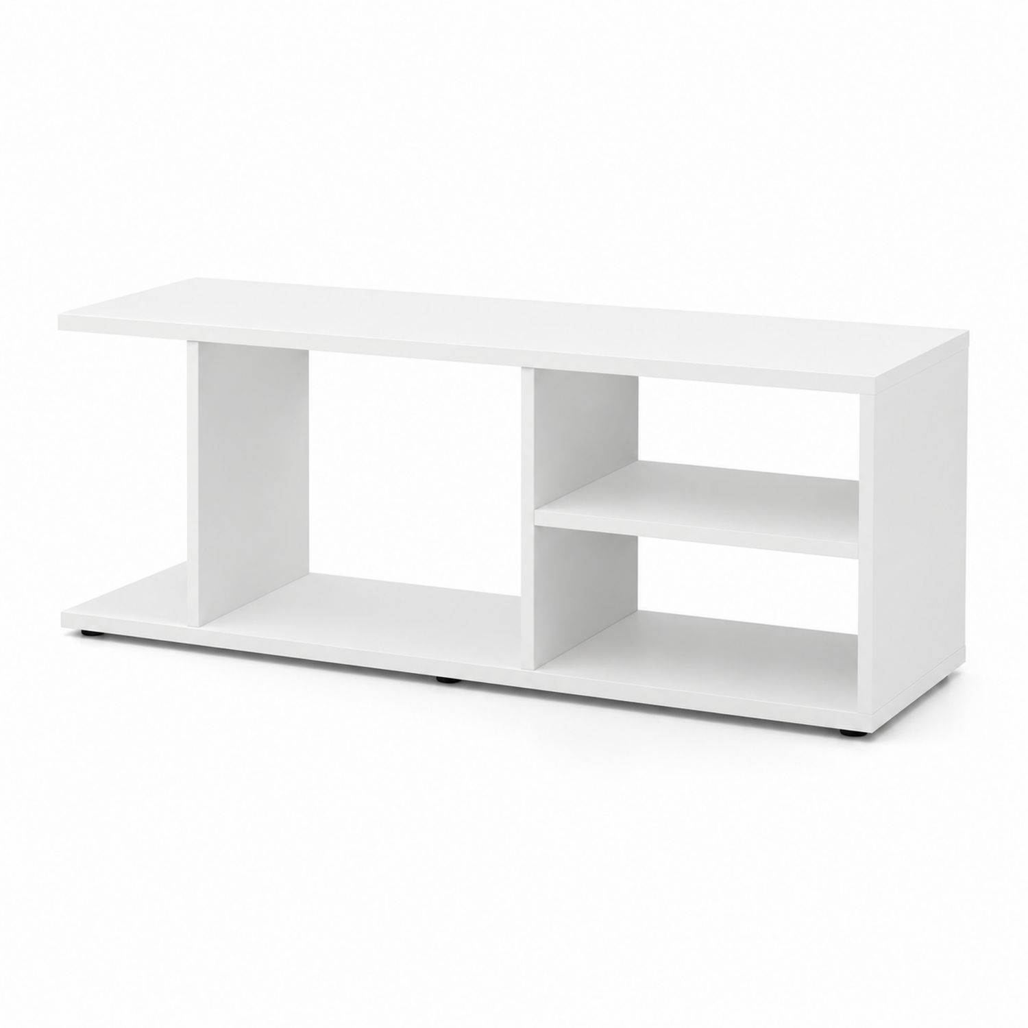 Biała szafka RTV z półkami z płyty MDF 120x40x48 cm