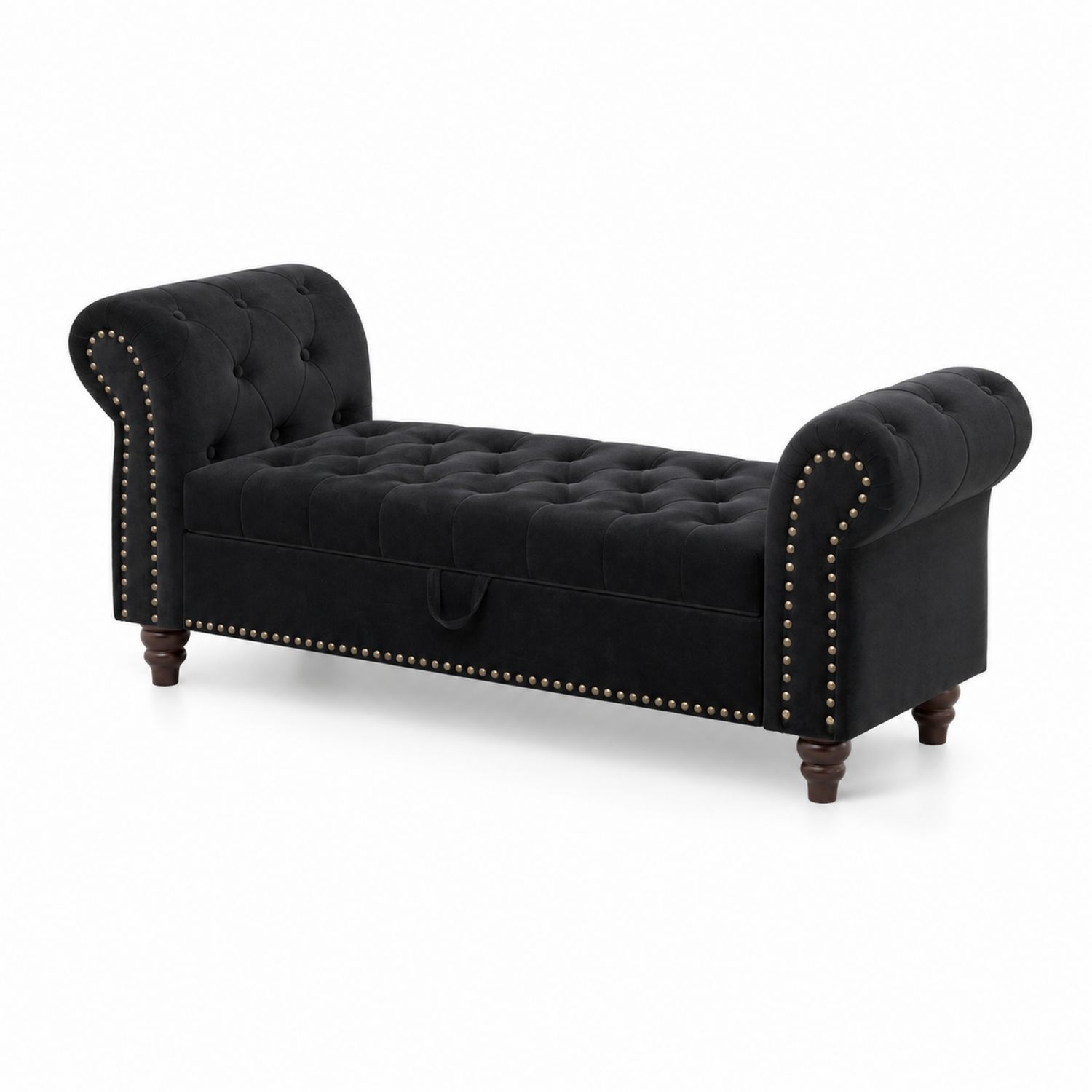 Ławka z tkaniny 150 cm Czarna