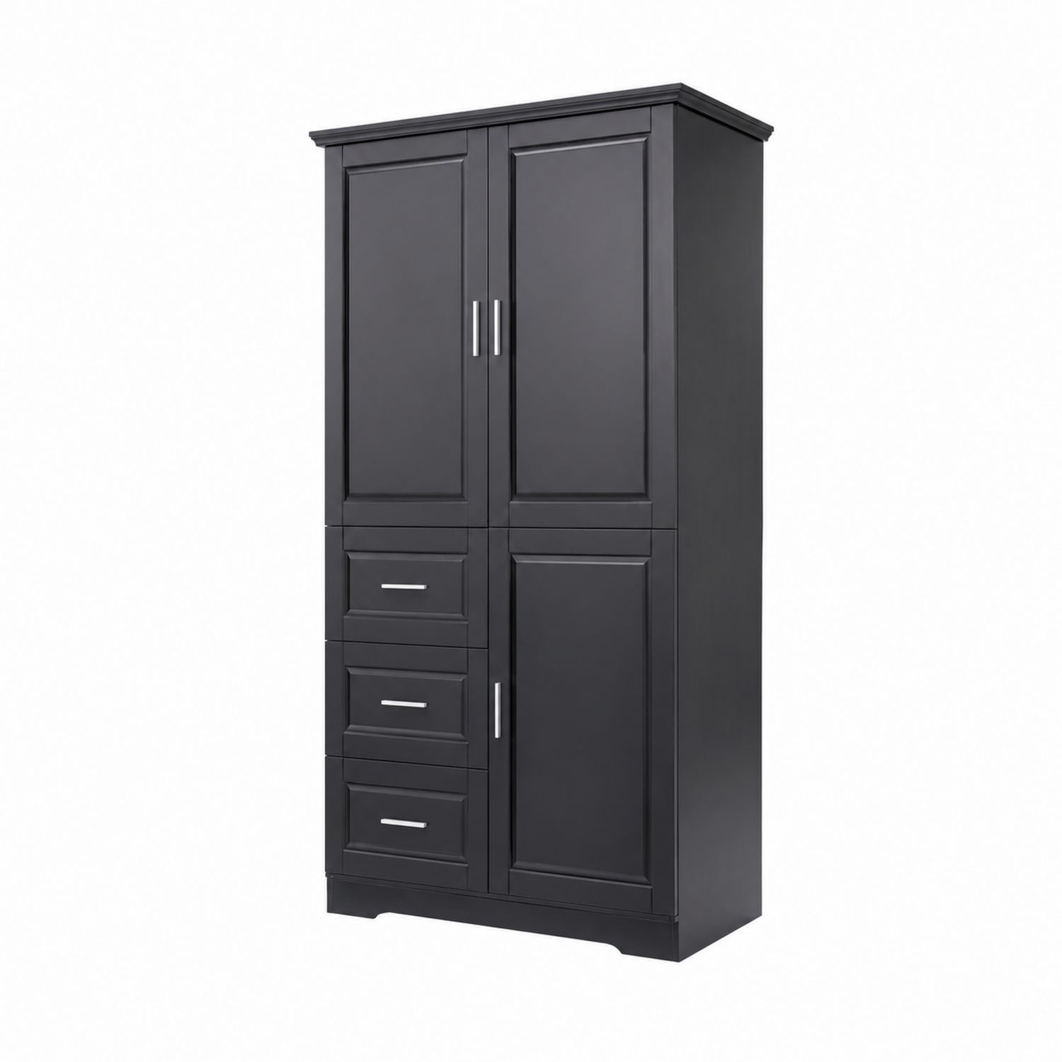 Szafa czterodrzwiowa z szufladami MDF Czarna