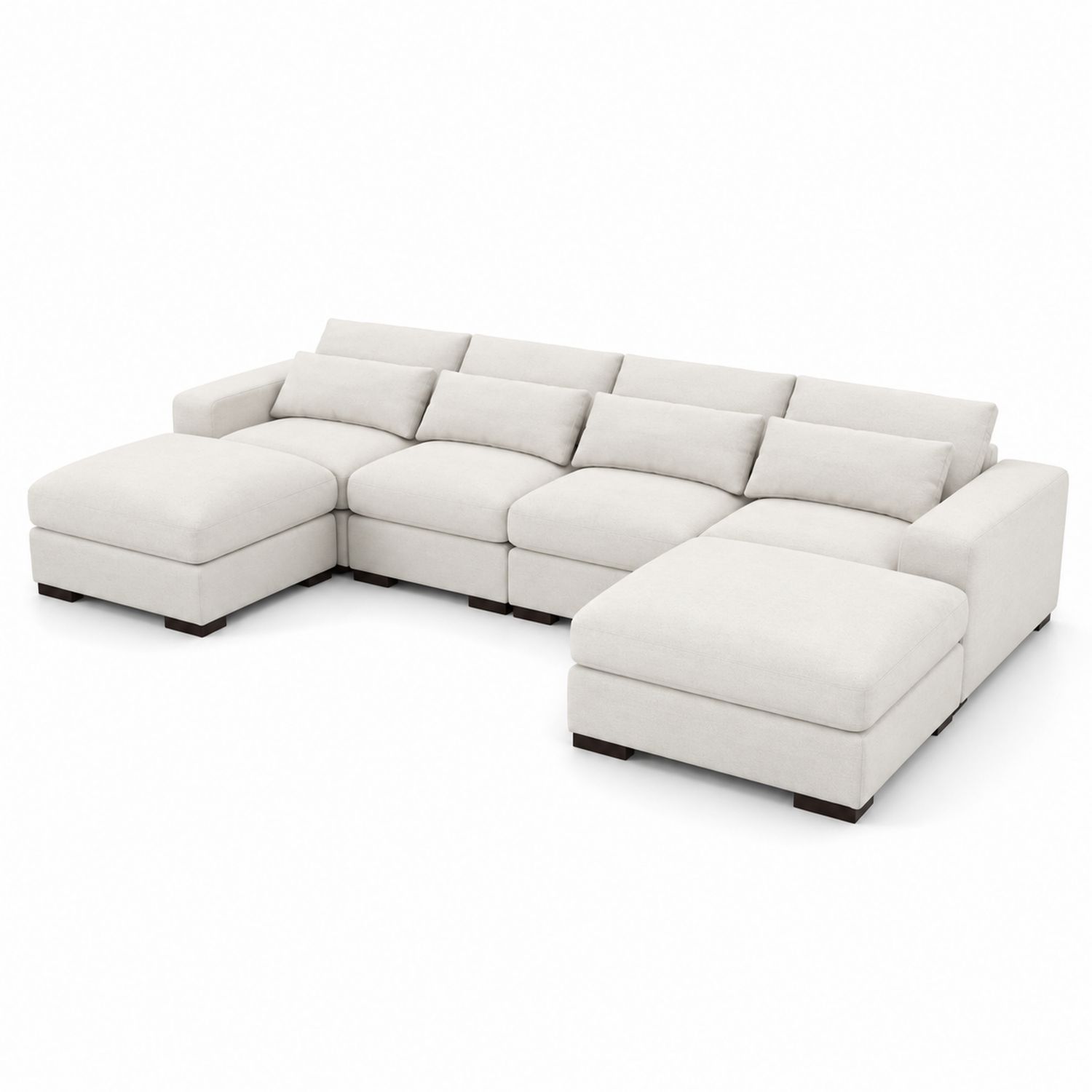 Sofa narożna modułowa 5-osobowa z tkaniny lnianej Jasnoszara