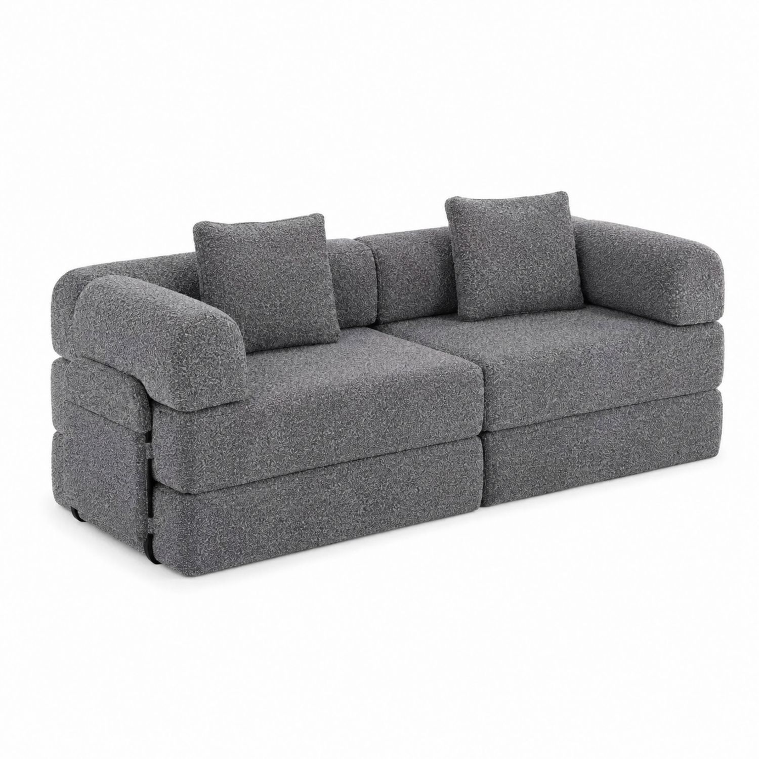 Szara Sofa Dwuosobowa Bouclé 200x90 cm