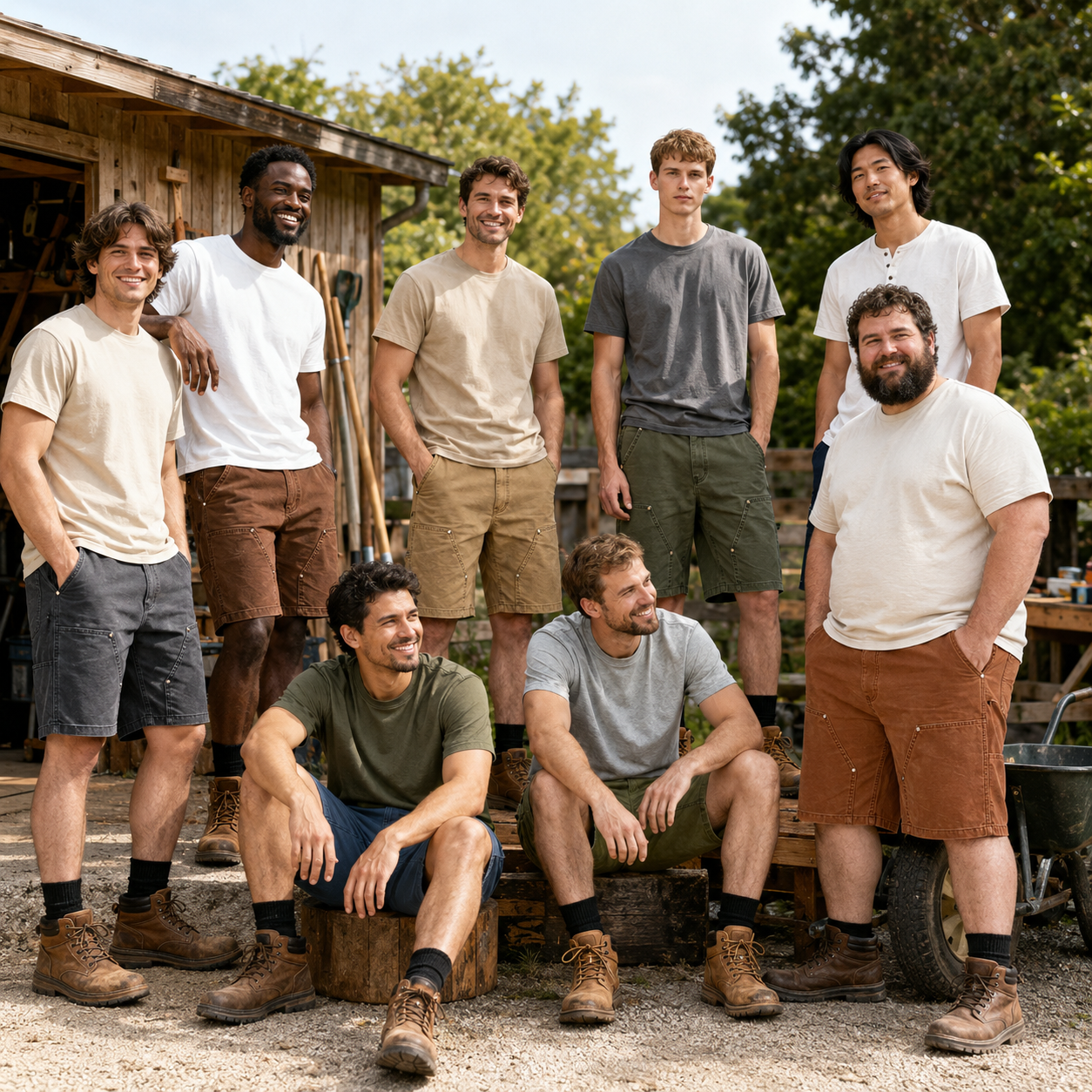 Size chart for men's functional work shorts