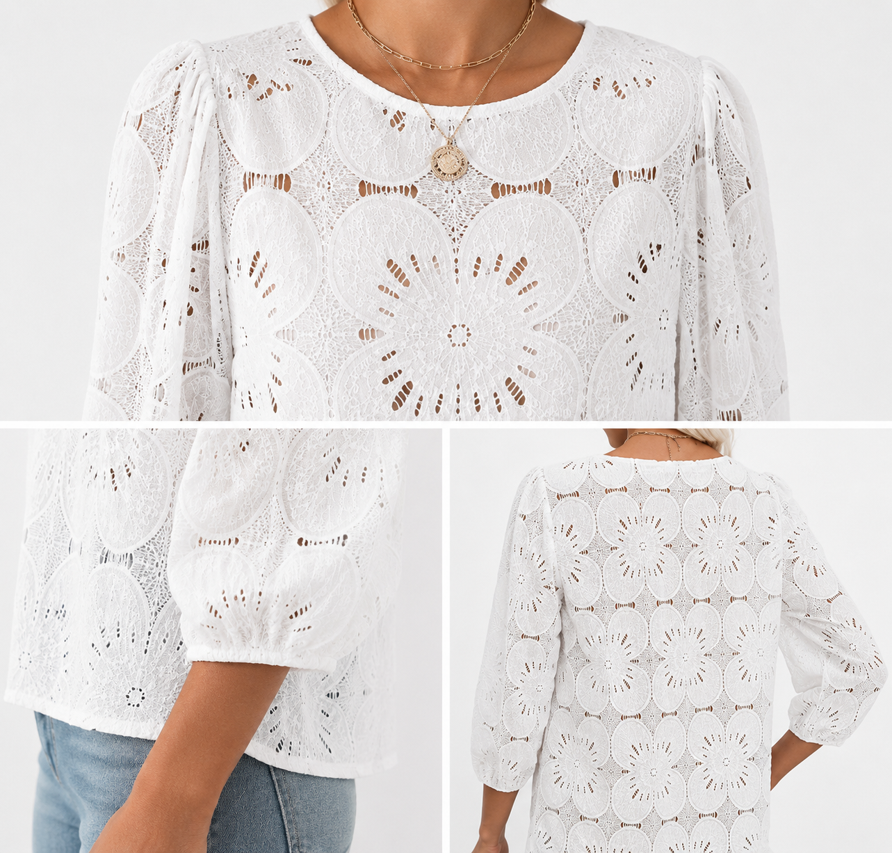 Size chart for the women’s lace eyelet blouse
