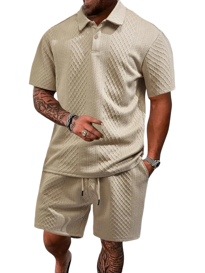Men's Polo Shirt and Drawstring Shorts Set