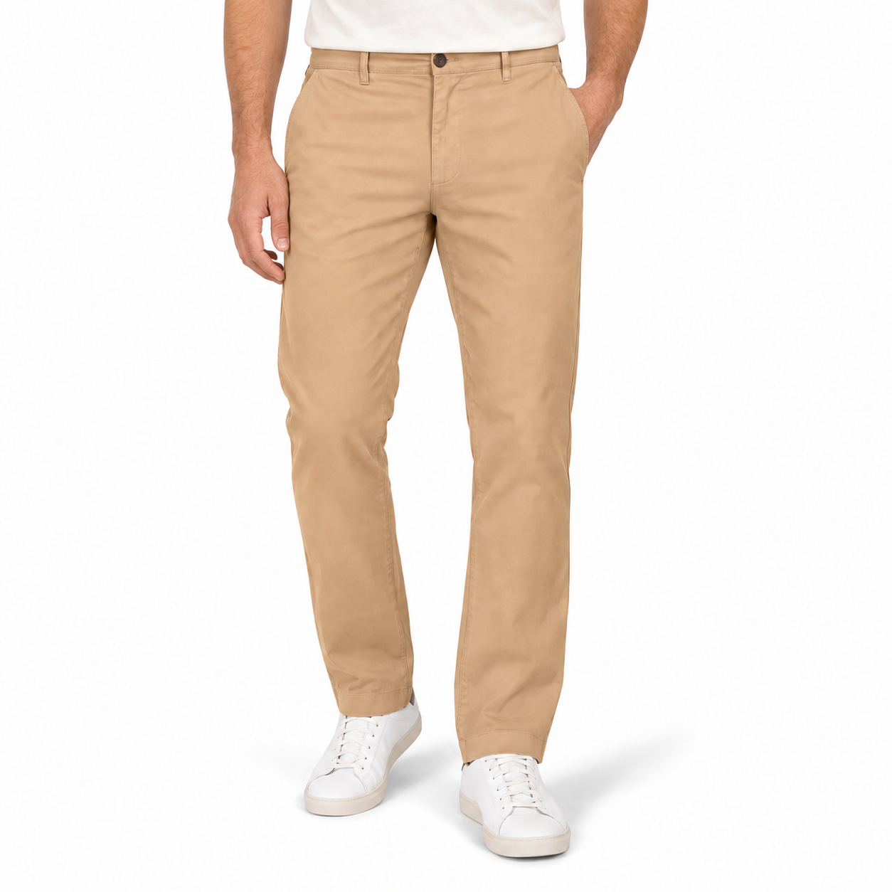 Classic khaki men's casual business pants front view