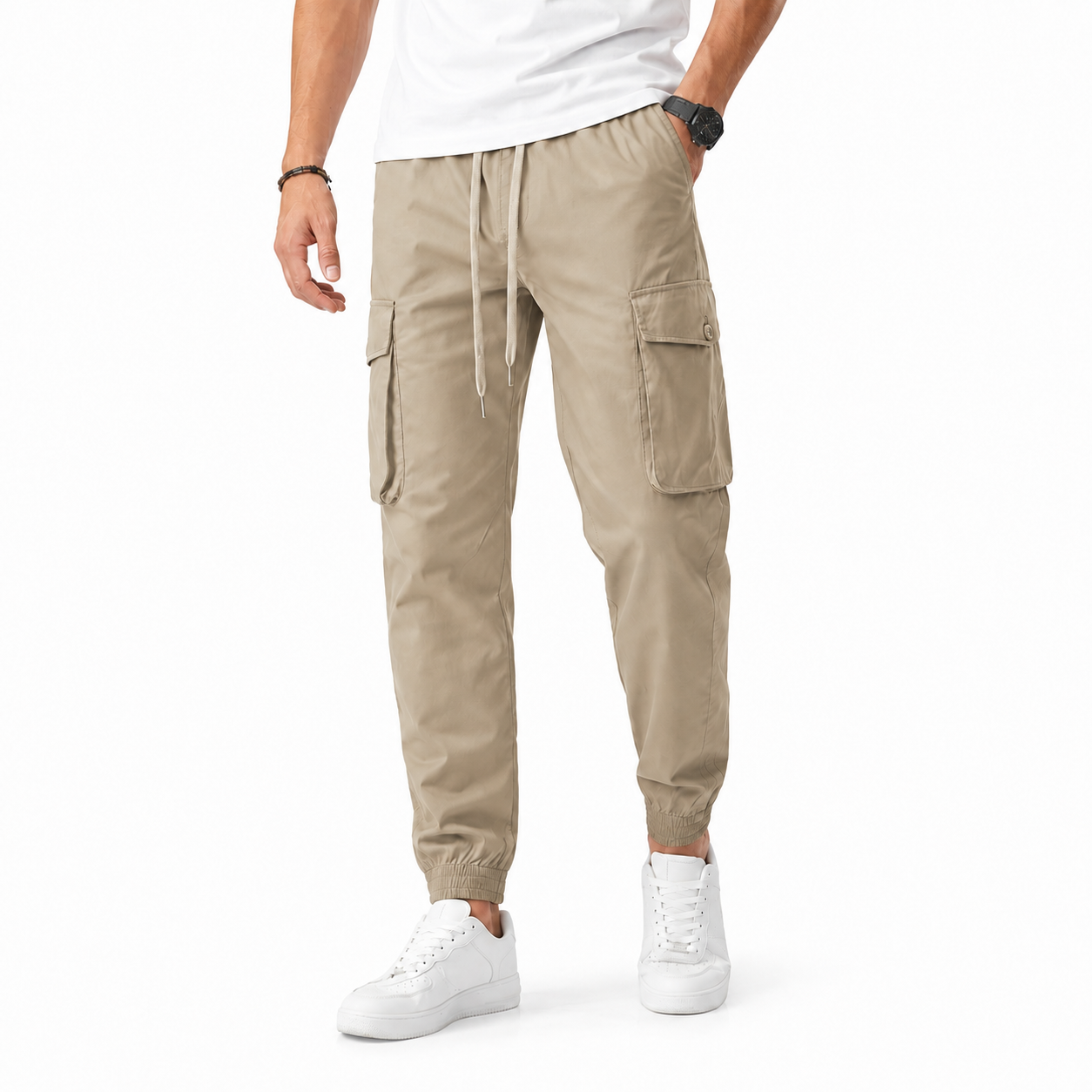 Stone men's cargo jogger pants front view