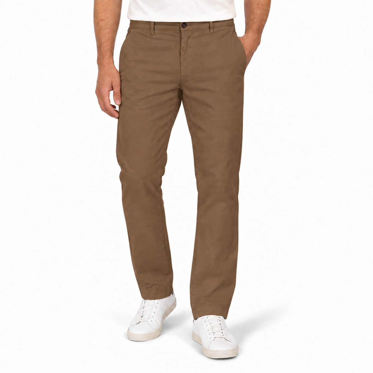 Walnut brown men's casual business pants front view