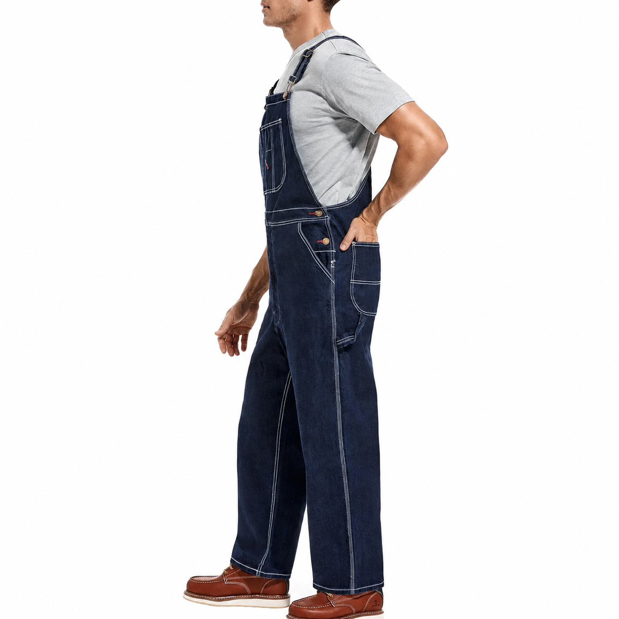 🔥Men's Denim Bib Overalls, Workwear with Adjustable Straps and Convenient Tool Pockets
