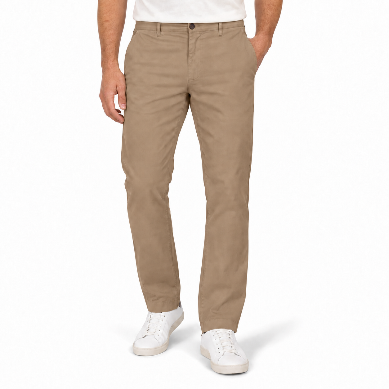 Warm taupe men's casual business pants front view
