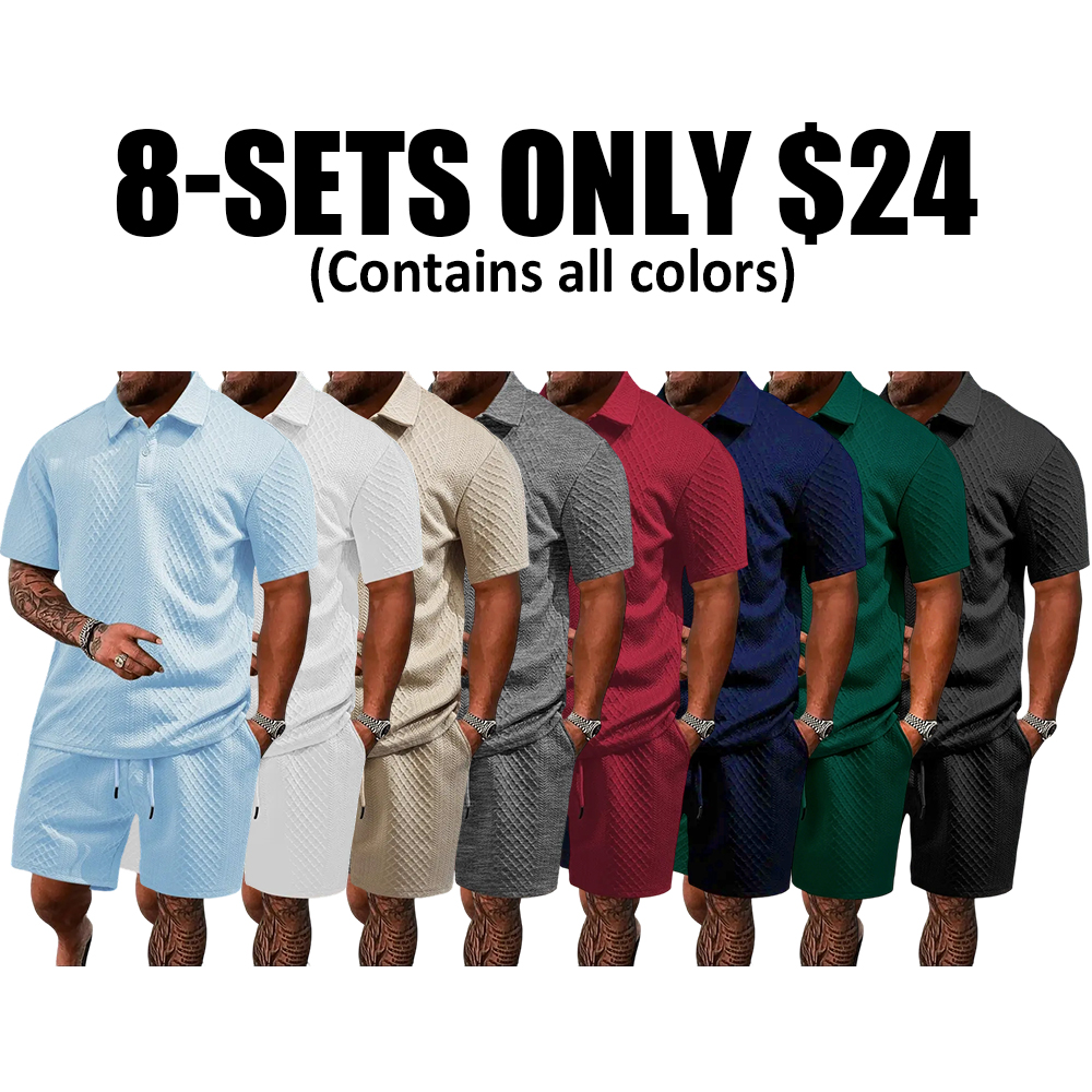 Men's Polo Shirt and Drawstring Shorts Set