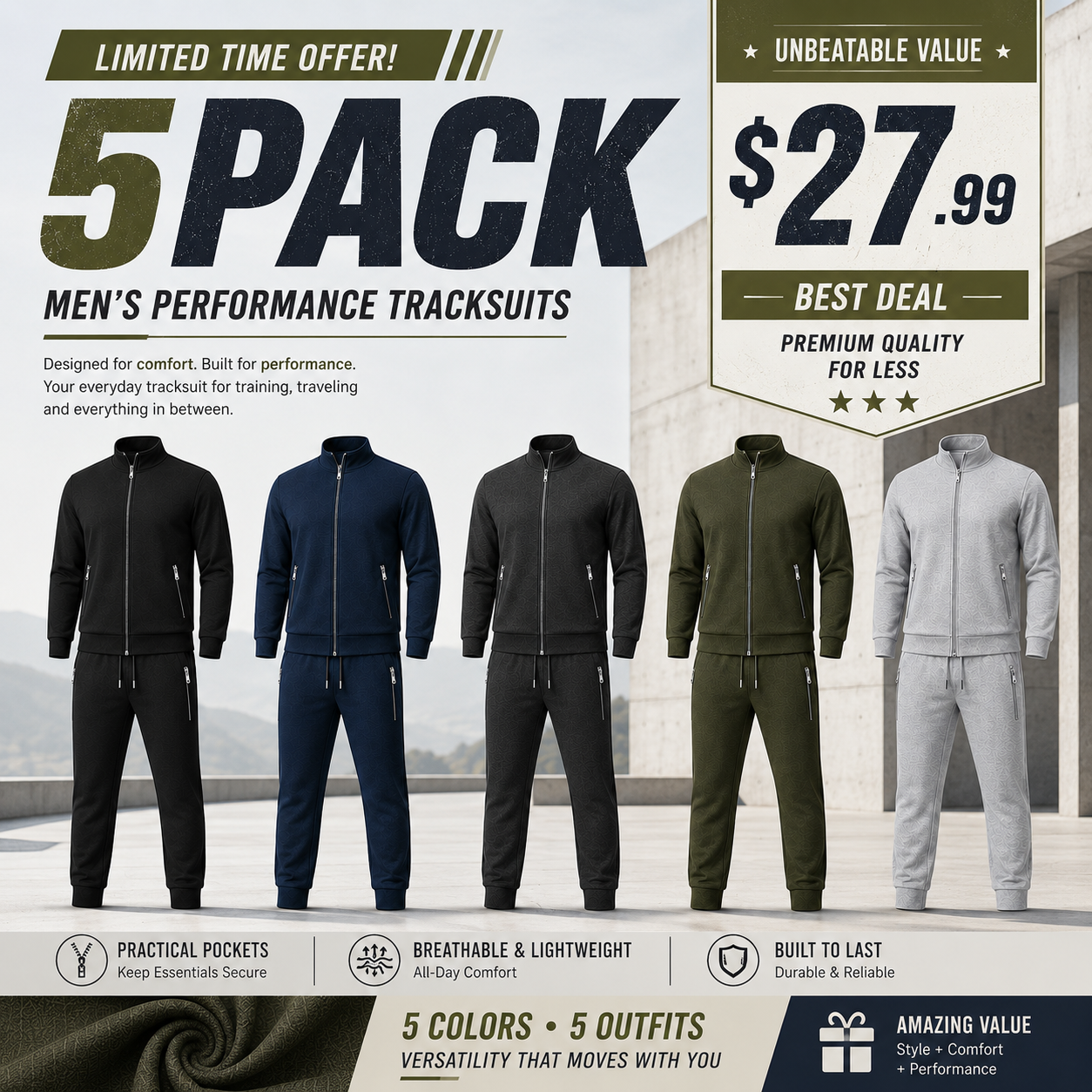Men's Sport & Casual Tracksuit Set