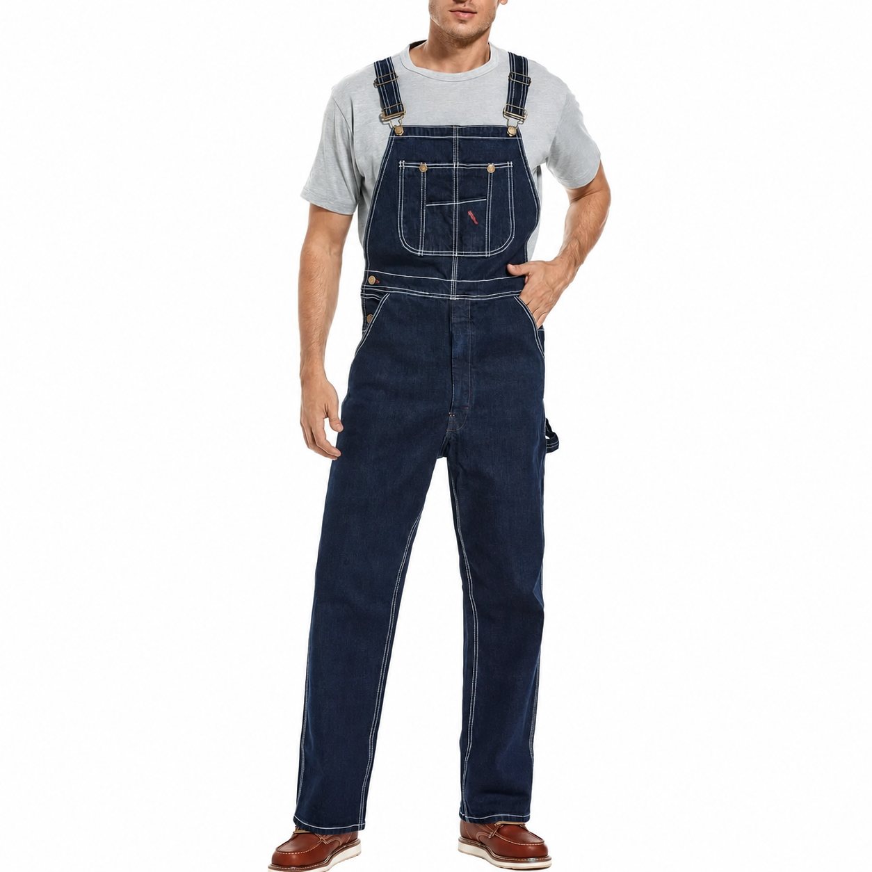 🔥Men's Denim Bib Overalls, Workwear with Adjustable Straps and Convenient Tool Pockets