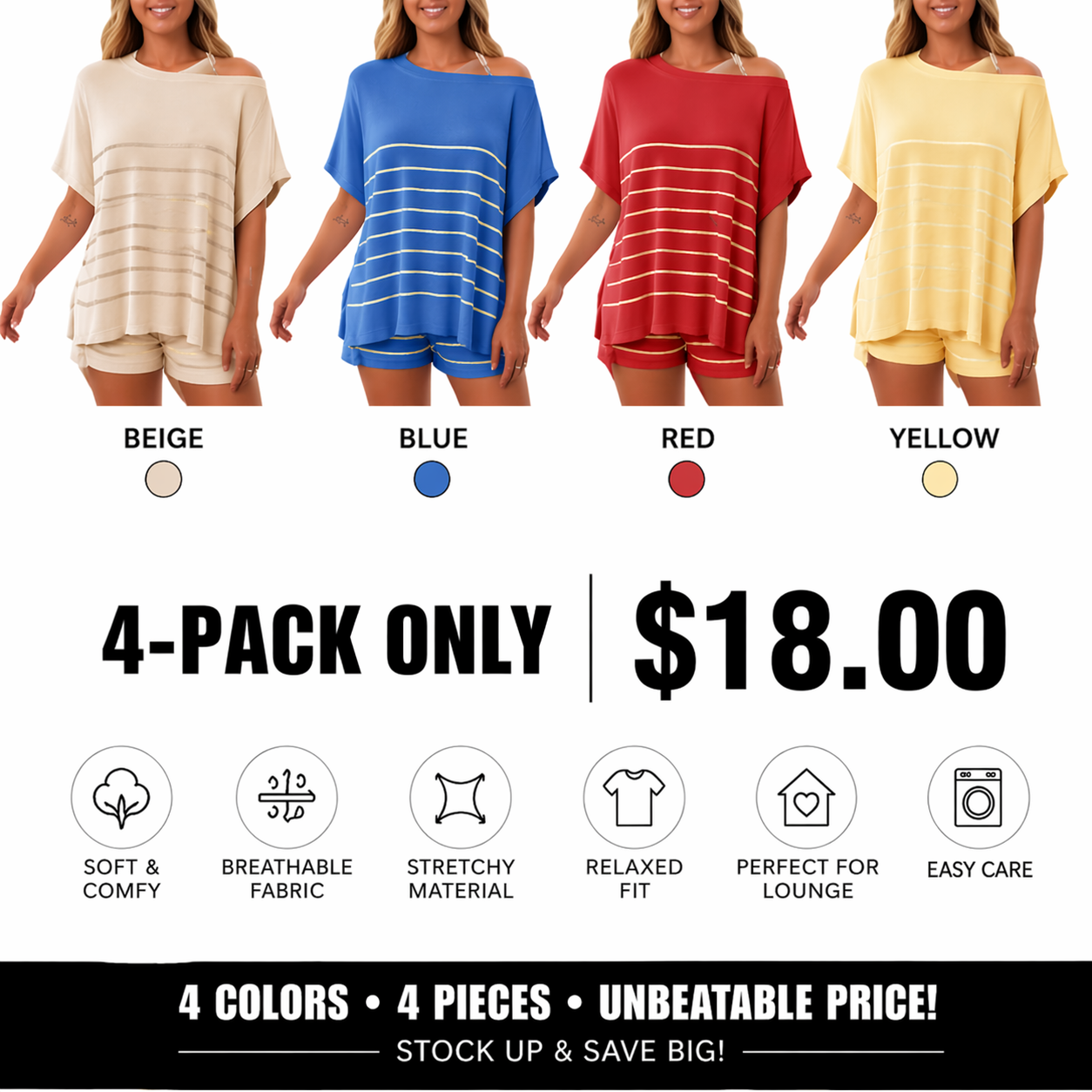 Women's Striped 2 Piece Outfits