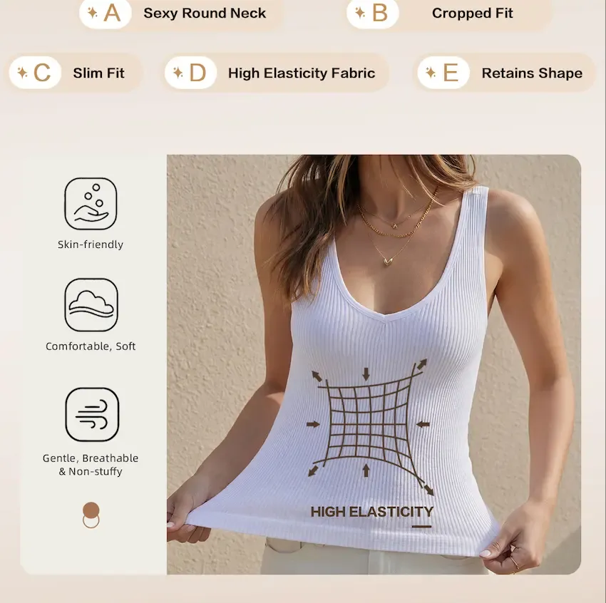 Women's Workout Cropped Tank Tops Racerback Sleeveless Crewneck Running Yoga Active Shirts