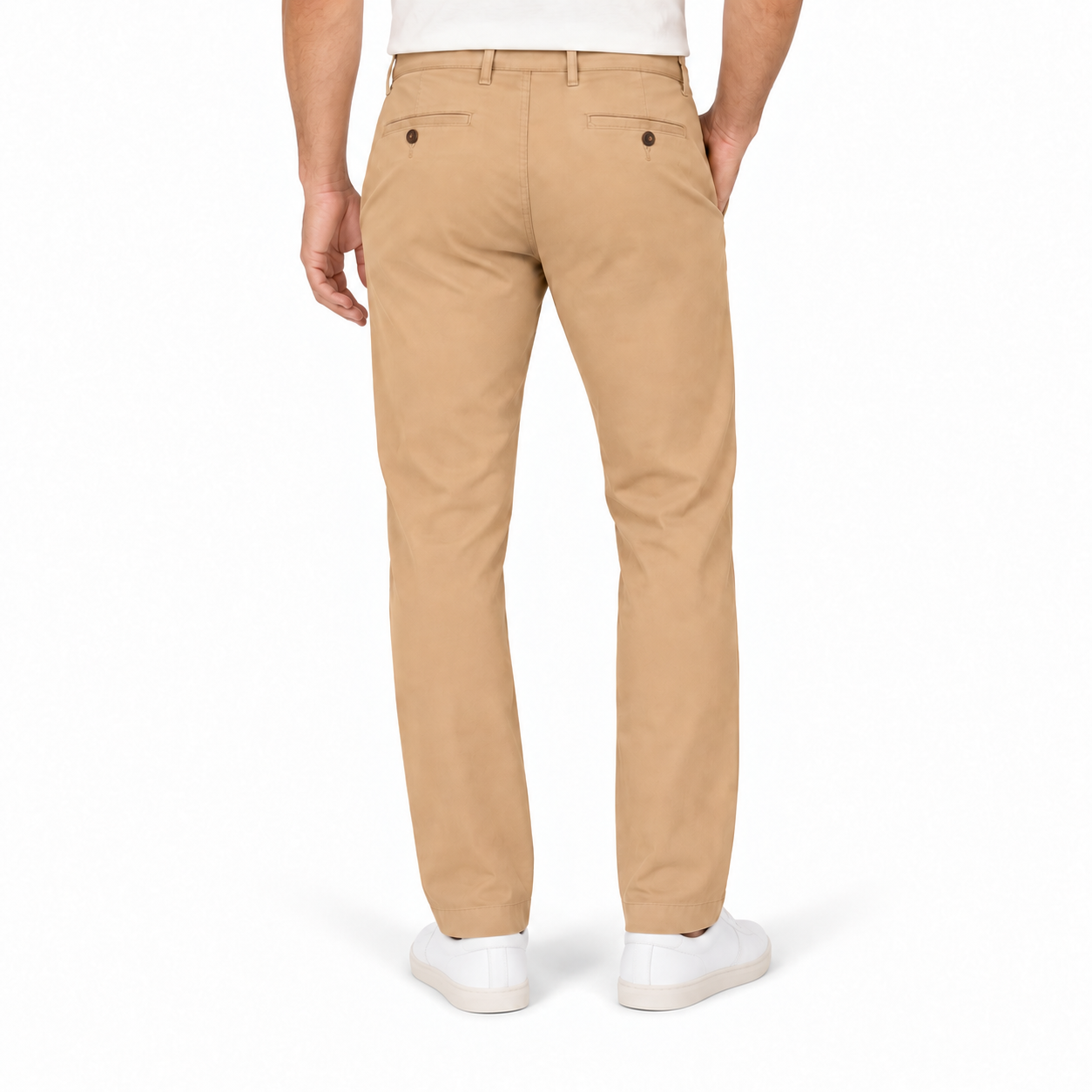 Classic khaki men's casual business pants back view