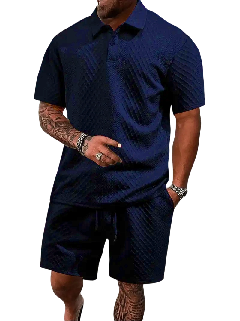 Men's Polo Shirt and Drawstring Shorts Set