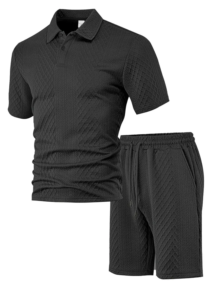 Men's Polo Shirt and Drawstring Shorts Set