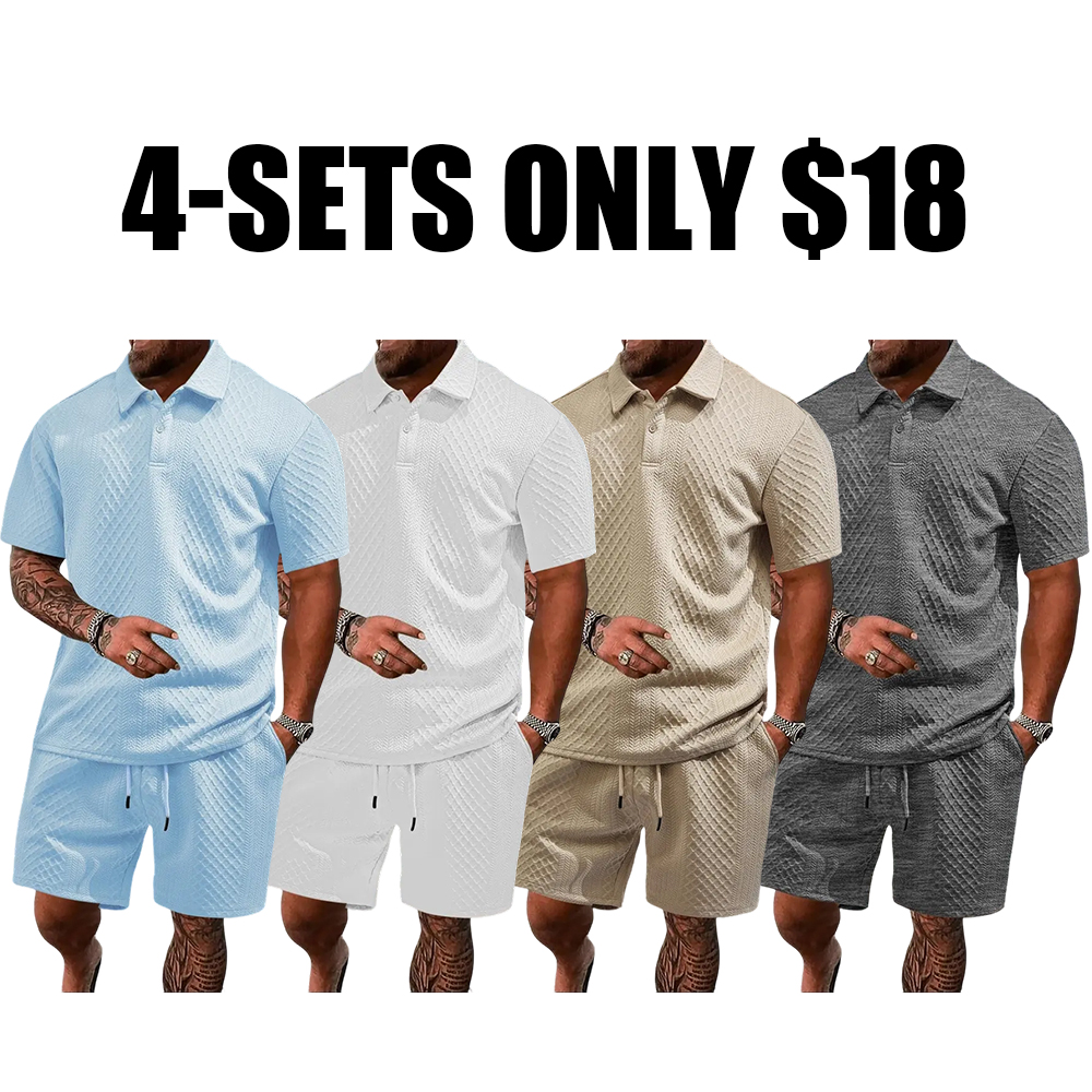 Men's Polo Shirt and Drawstring Shorts Set