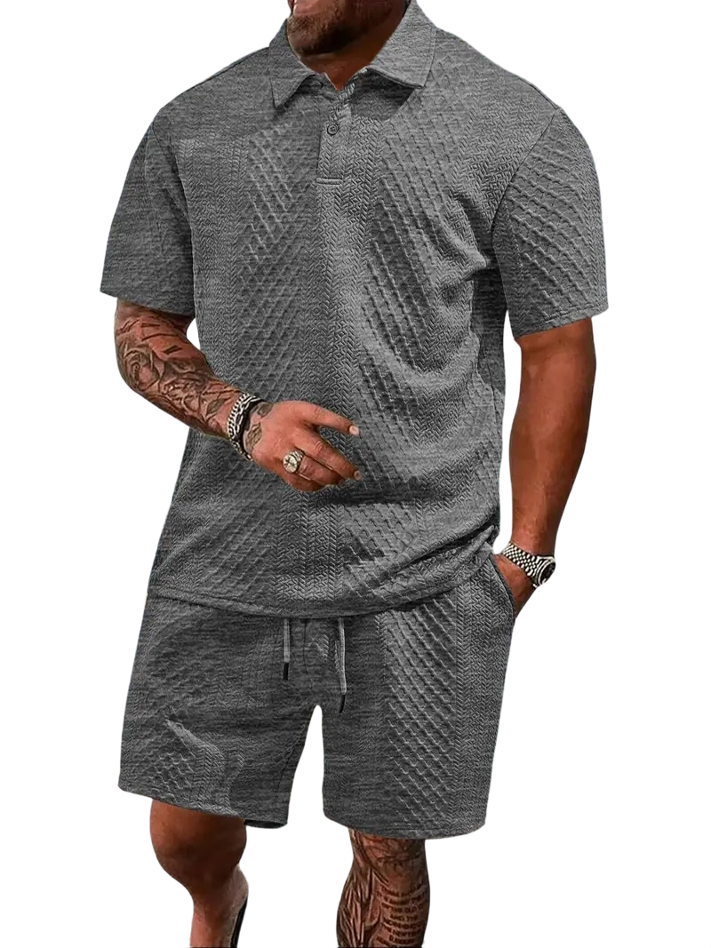Men's Polo Shirt and Drawstring Shorts Set