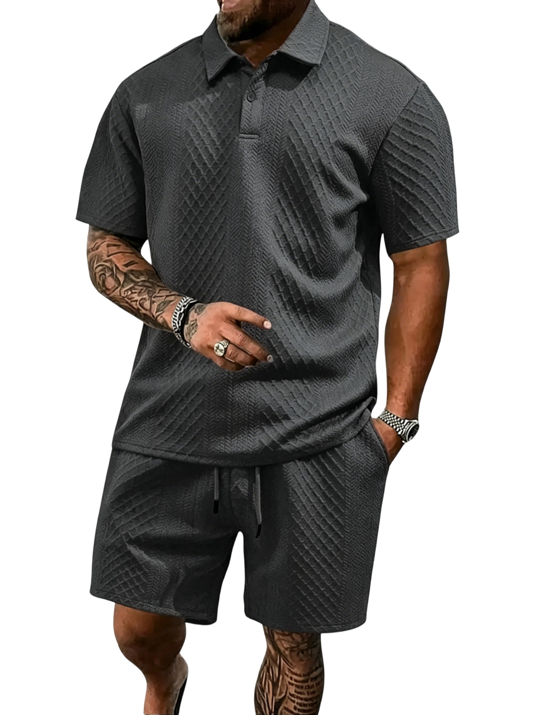 Men's Polo Shirt and Drawstring Shorts Set