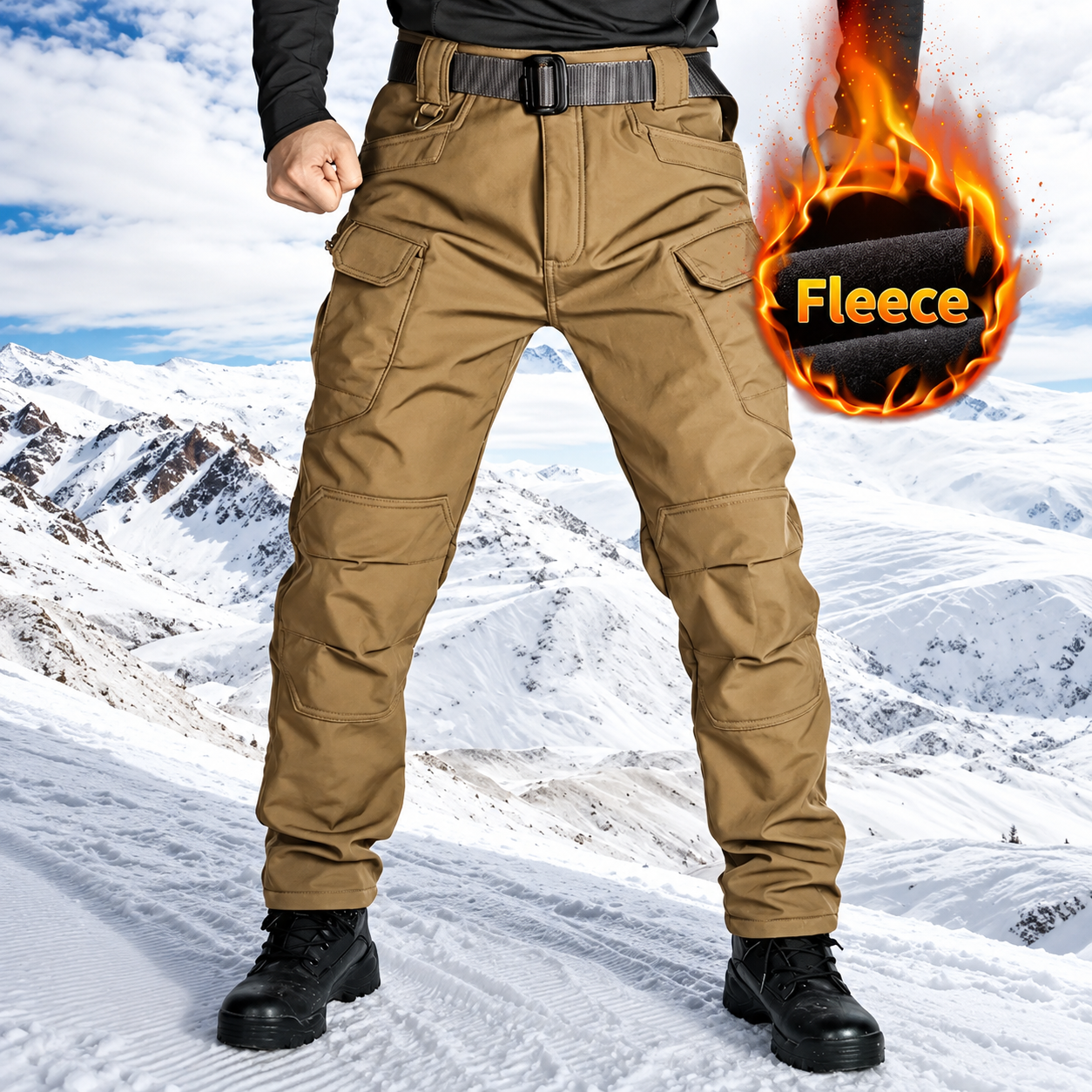 Men's Fleece-Lined Winter Cargo Pants