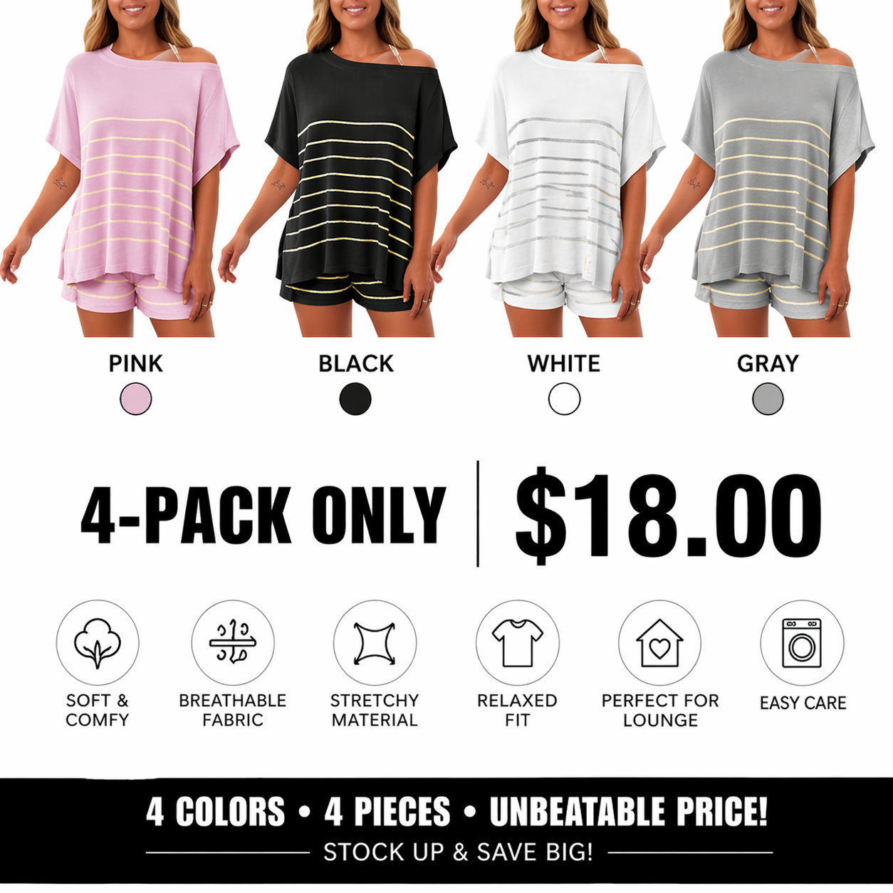 Women's Striped 2 Piece Outfits