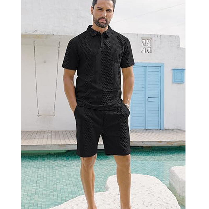 Men's Polo Shirt and Drawstring Shorts Set