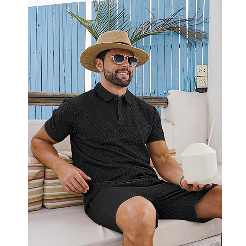 Men's Polo Shirt and Drawstring Shorts Set