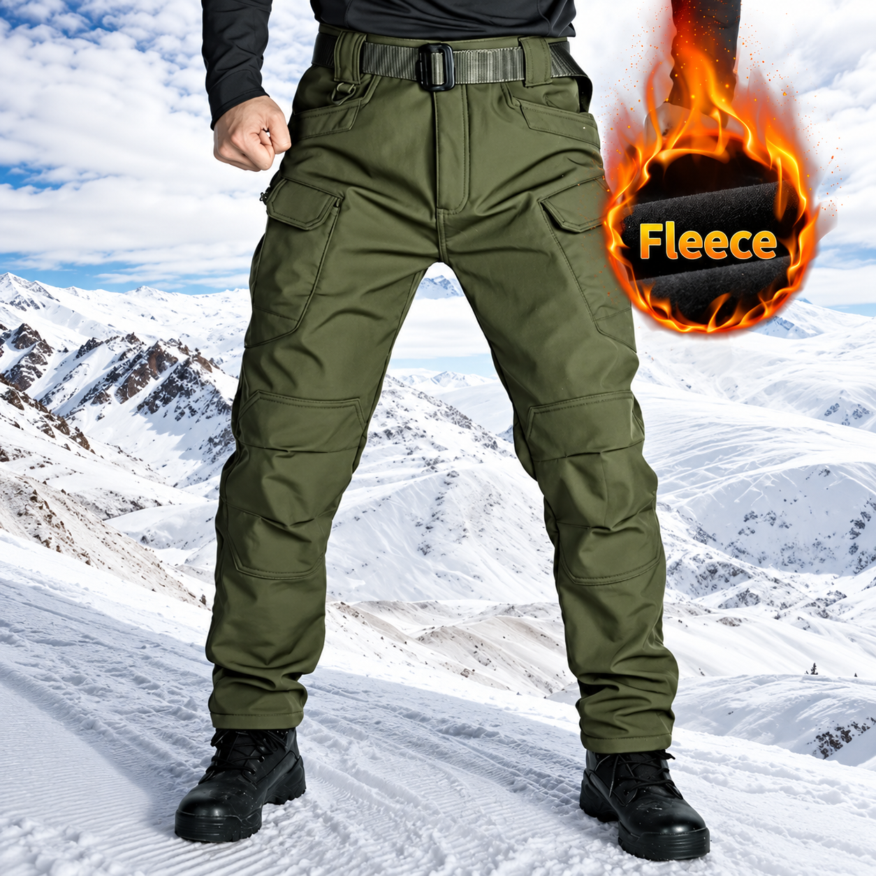 Men's Fleece-Lined Winter Cargo Pants