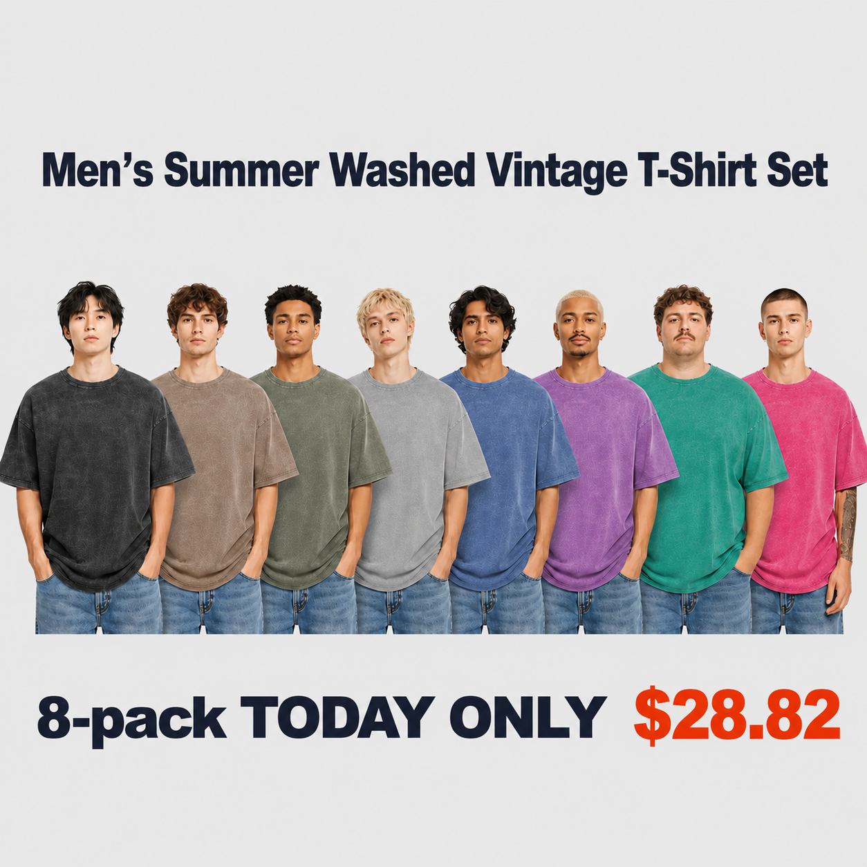 Men’s Summer Washed Vintage T-Shirt Set