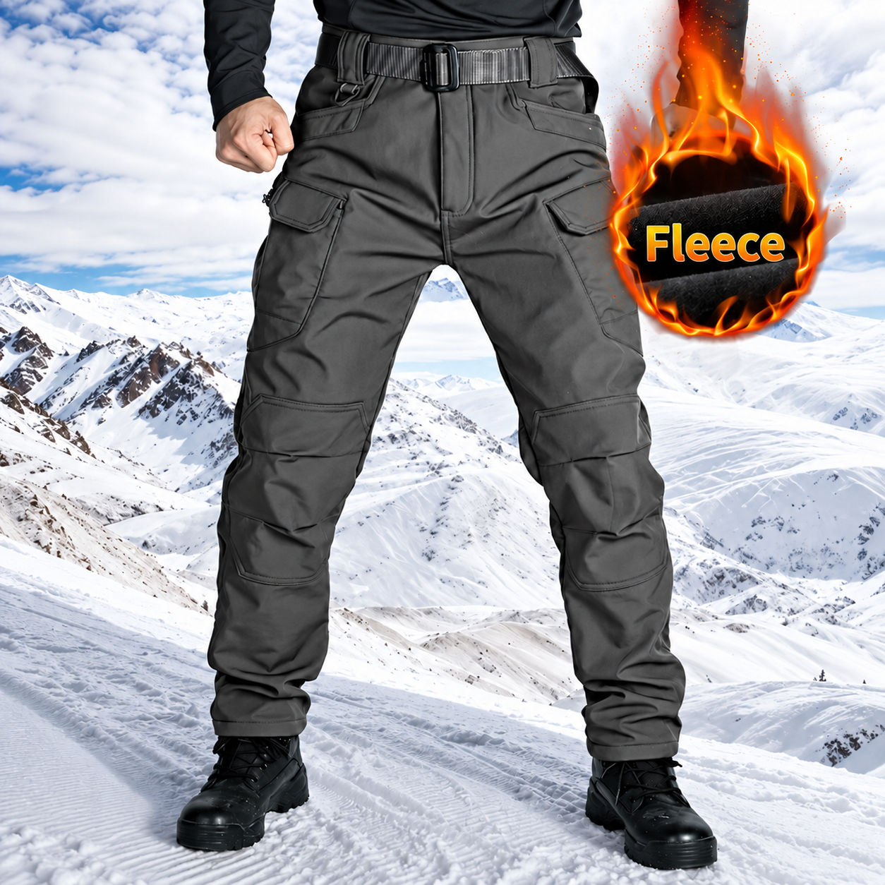Men's Fleece-Lined Winter Cargo Pants