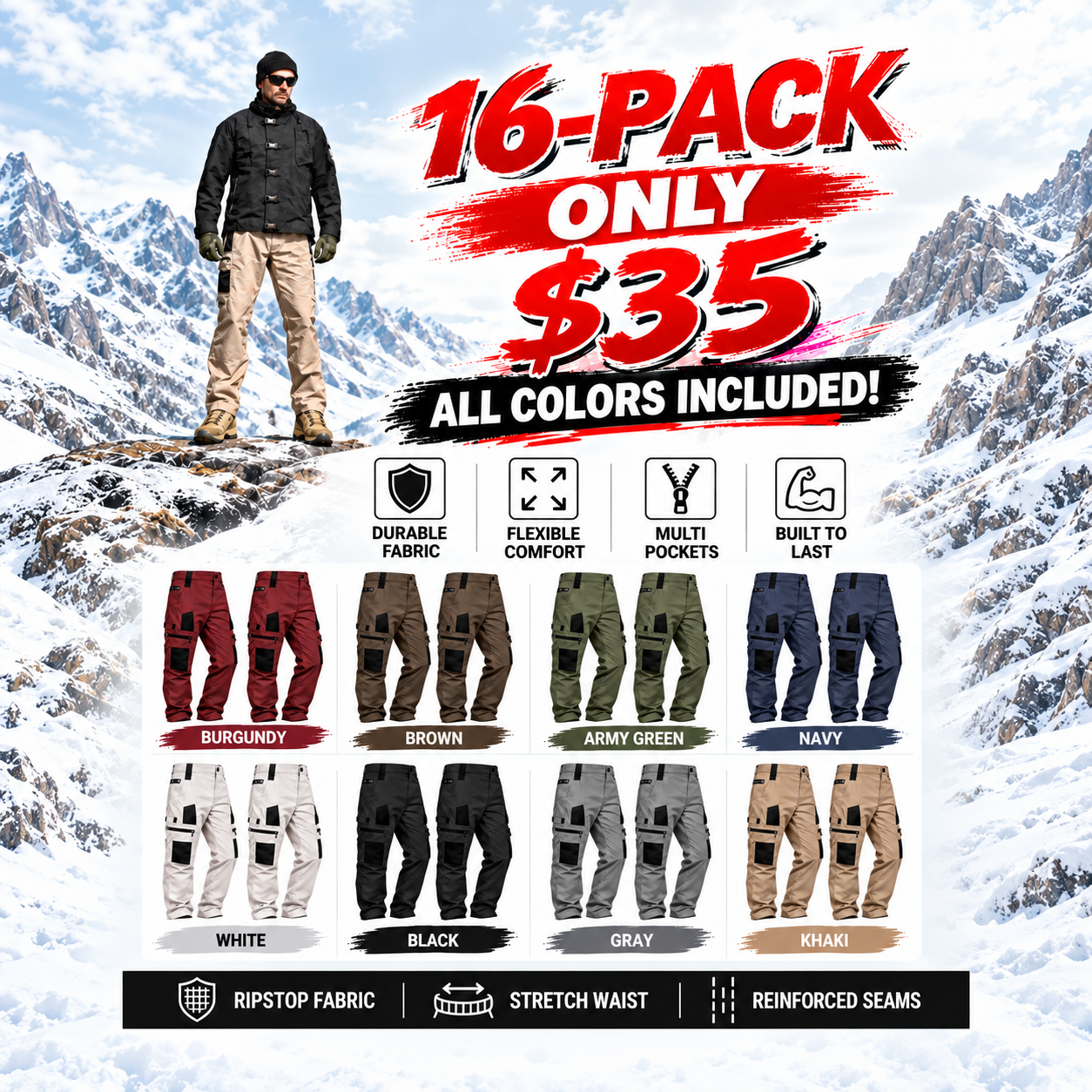 Fall New Arrival   Men's Loose-Fit Utility Jeans