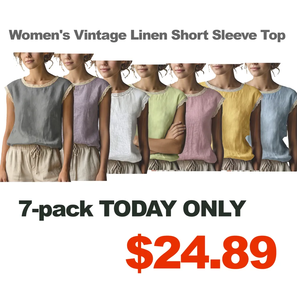 Women's Vintage Linen Short Sleeve Top