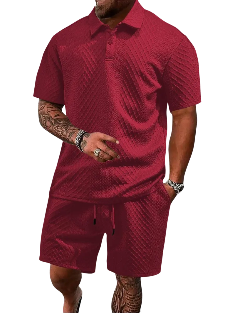 Men's Polo Shirt and Drawstring Shorts Set